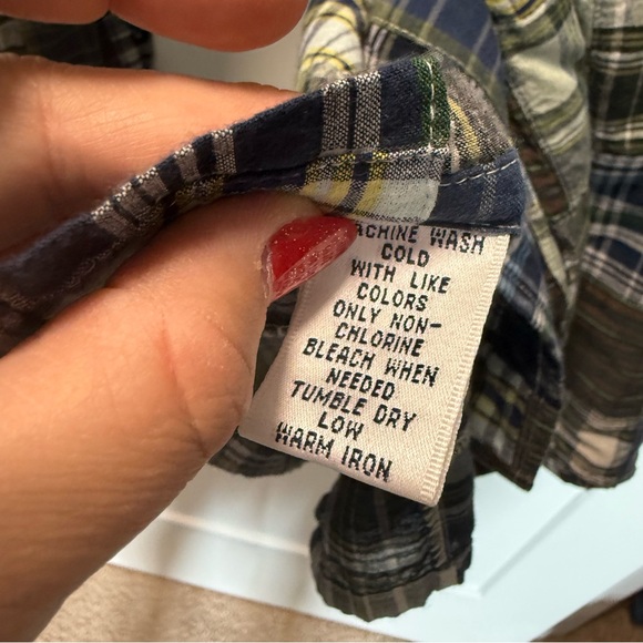 Brooks Brothers Vintage Y2K Patchwork Cotton Shirt Long Sleeve Green Blue Plaid - Picture 5 of 6